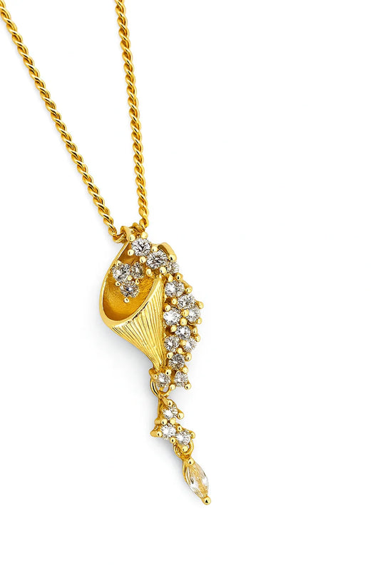 Jinam designer anti-tarnish CZ pendant necklace with sparkling cubic zirconia, suitable for party and daily wear.