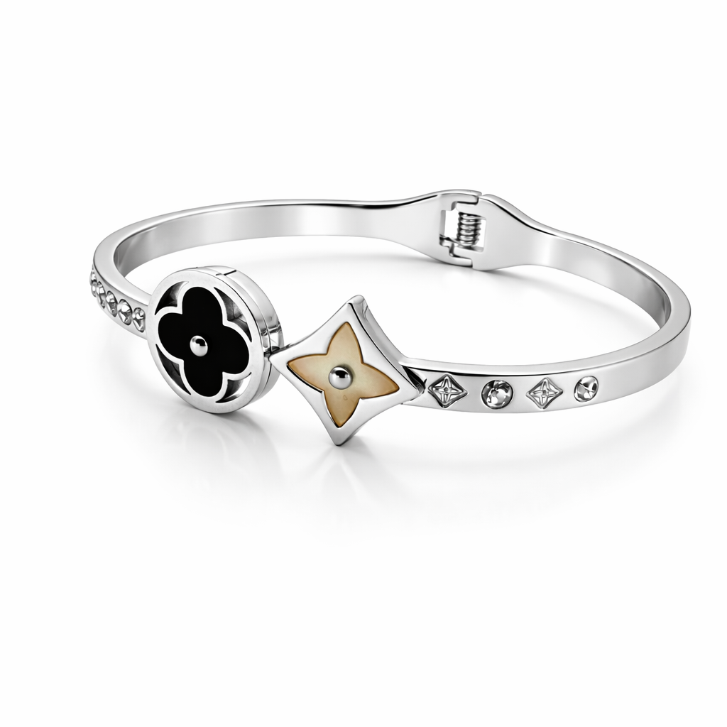 Luxury Clover & Star Silver Bracelet