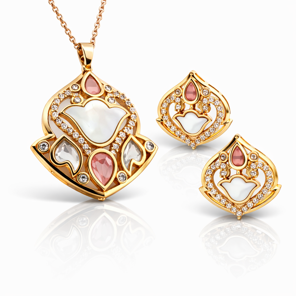 Pink Teardrop Festive Jewellery Set