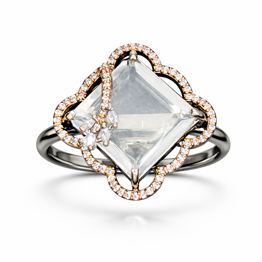 Crystal Bloom Statement Ring in Dual-Tone Finish