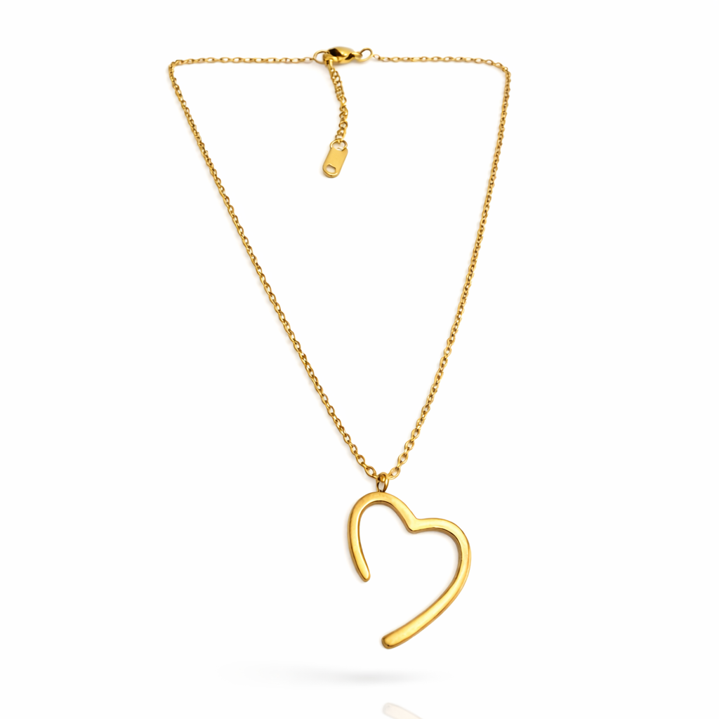 Pure Love Open Heart Gold Pendant Chain