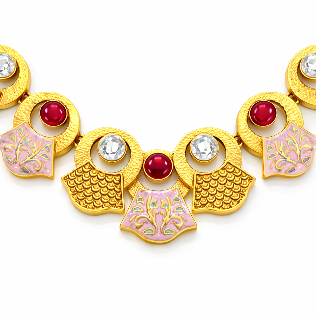 Blush Enamel Pearl Imitation Necklace Set