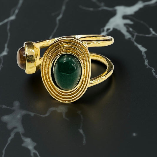 Dual Stone Open Adjustable Statement Ring