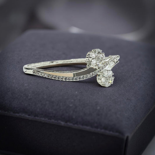 Silver-Plated Dual Floral CZ Bracelet