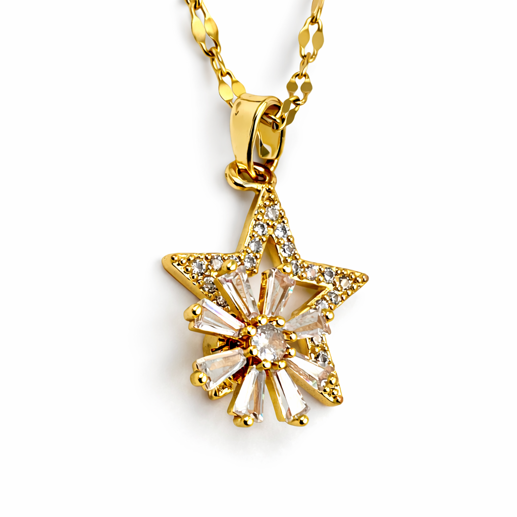 Celestial Starburst Crystal Chain Pendant