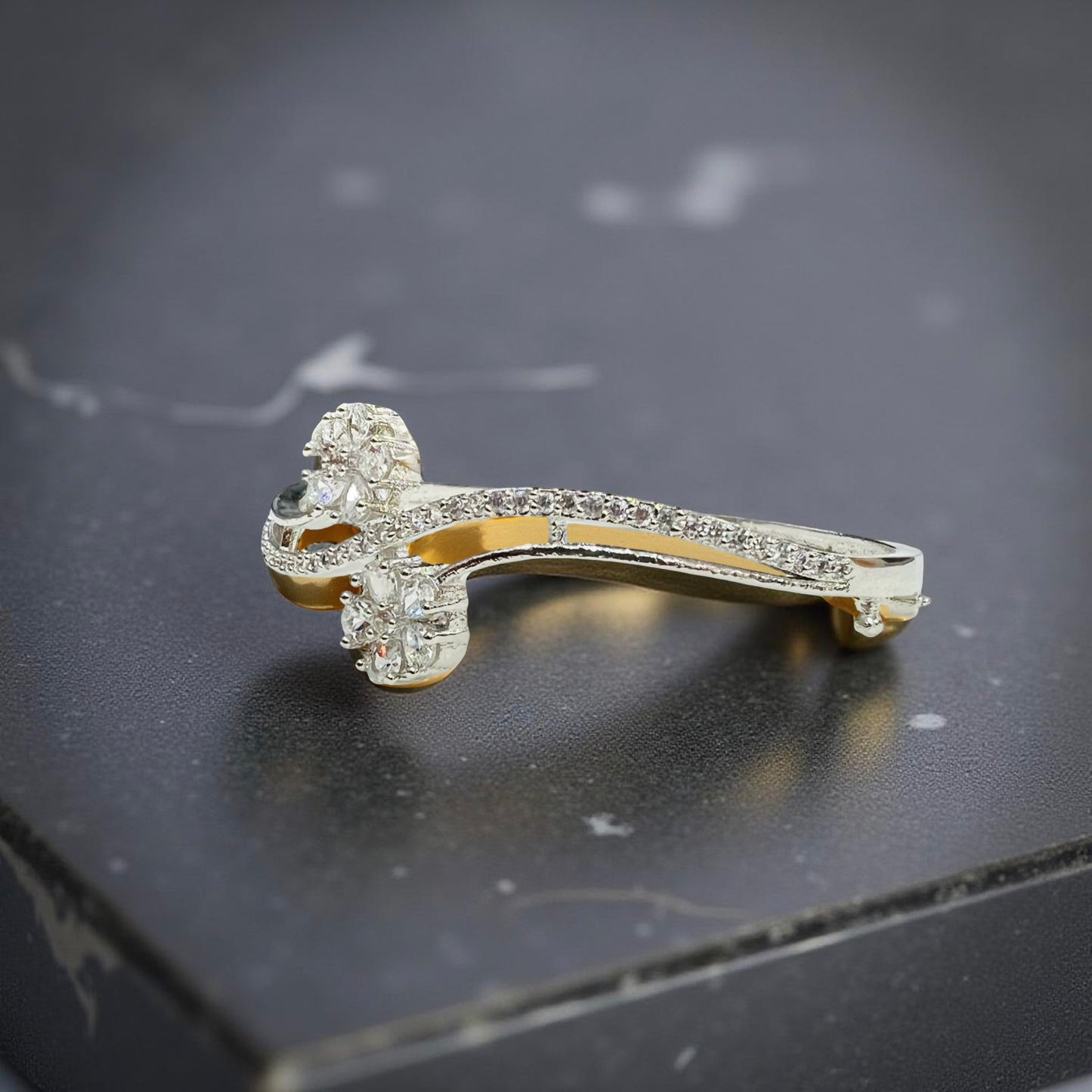 Silver-Plated Dual Floral CZ Bracelet