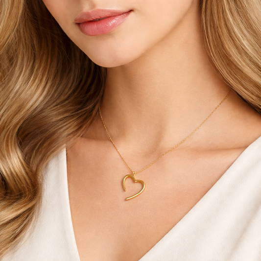 Pure Love Open Heart Gold Pendant Chain