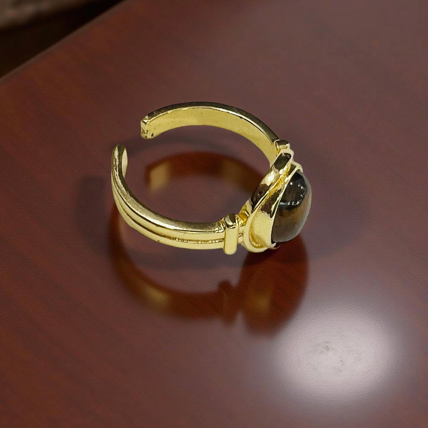 Vintage Tiger Eye Oval Adjustable Ring