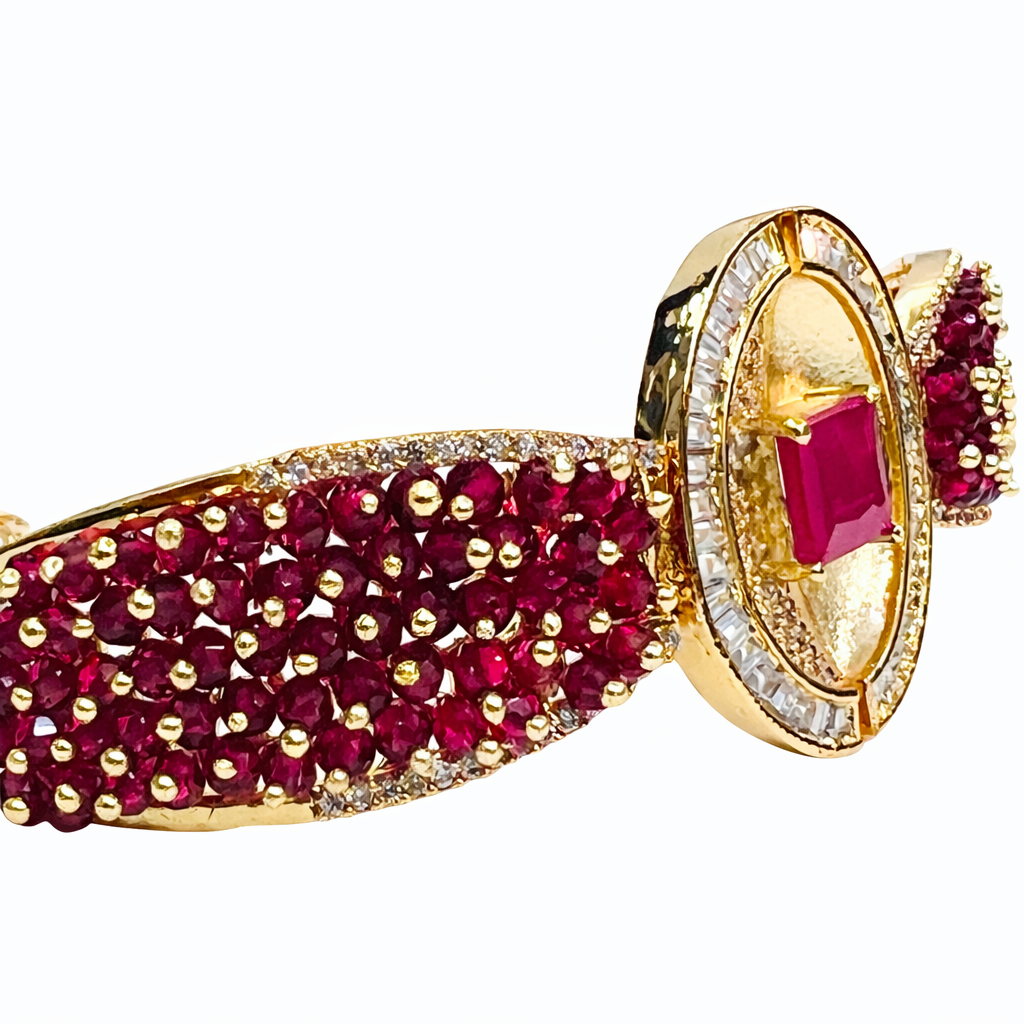 Oval Ruby & Diamond Gold Bracelet