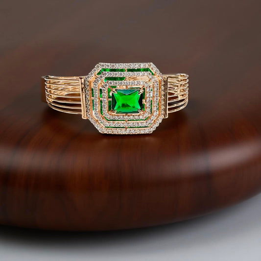 Gold-Plated Emerald Octagon Bracelet