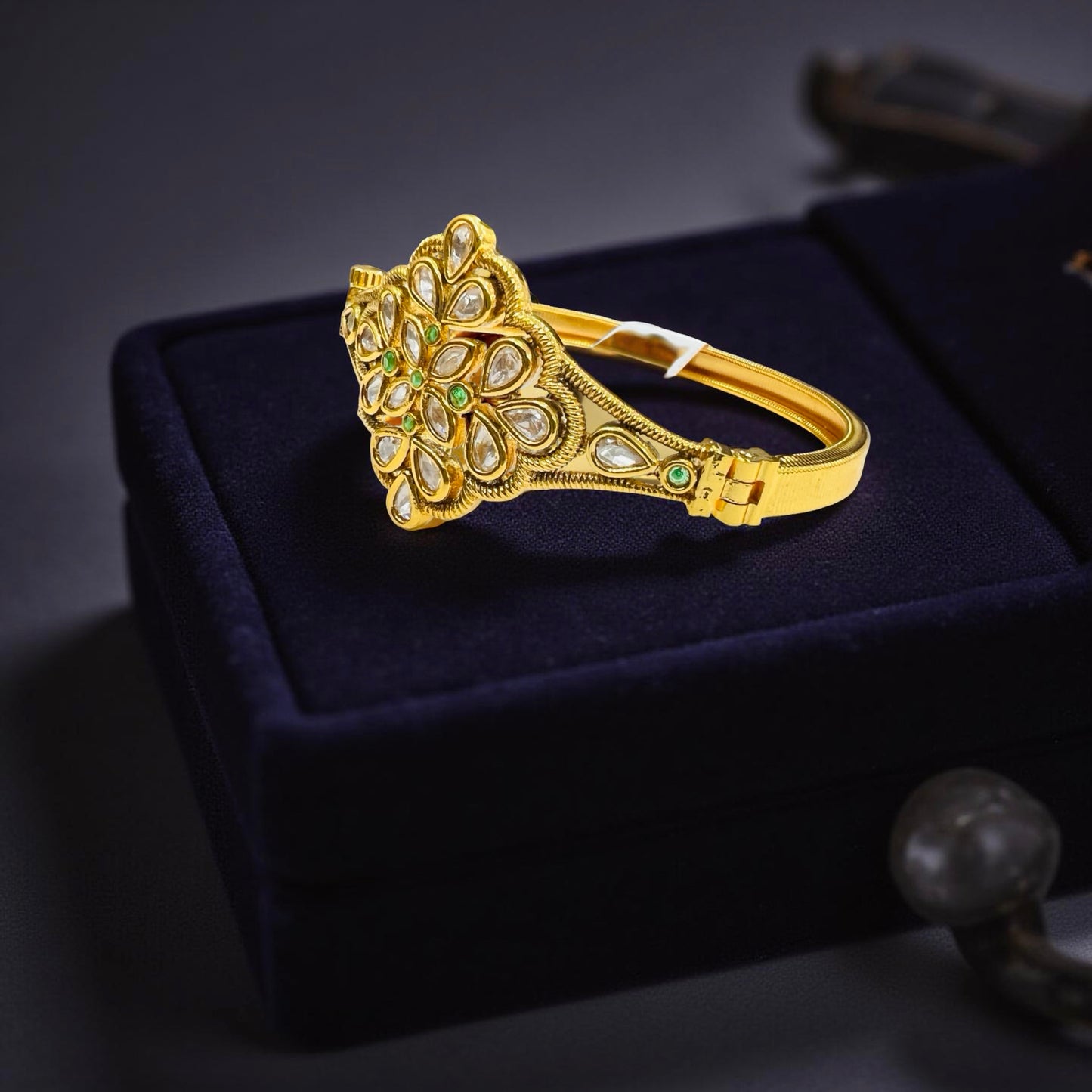 Royal Gold-Plated Kundan Floral Bracelet