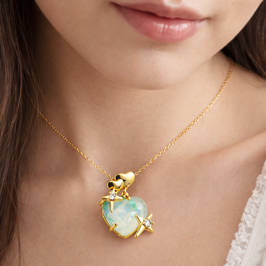 Celestial Heart Opal Star Chain Pendant