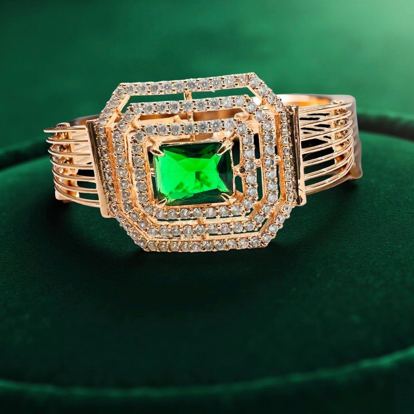 Gold-Plated Emerald Octagon Bracelet