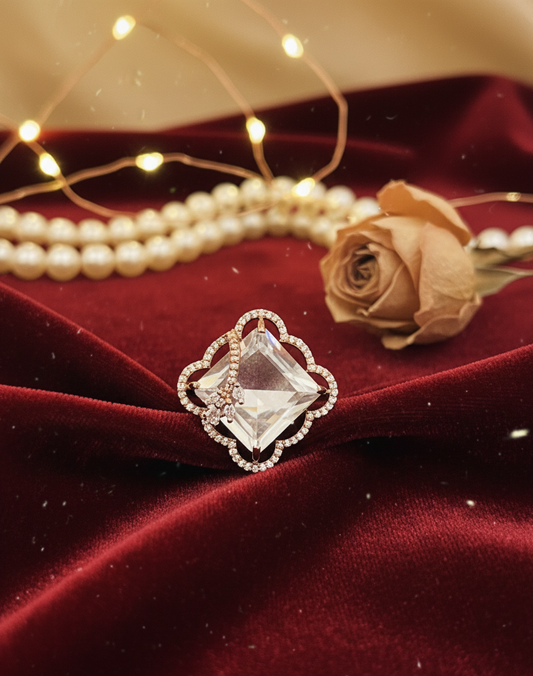 Crystal Bloom Statement Ring in Dual-Tone Finish
