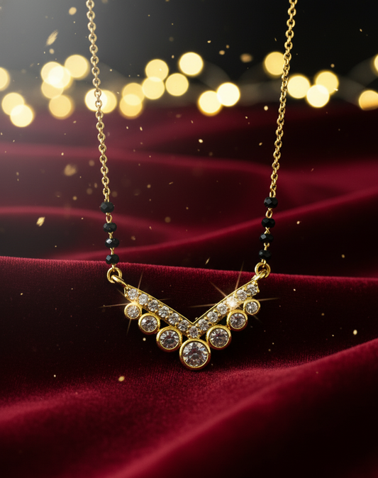 Elegant Twin Square Mangalsutra Pendant in Gold Finish