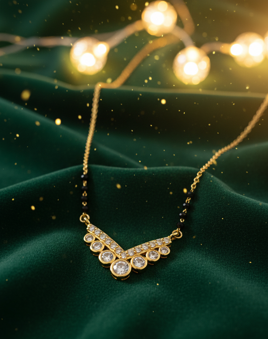 Elegant Twin Square Mangalsutra Pendant in Gold Finish