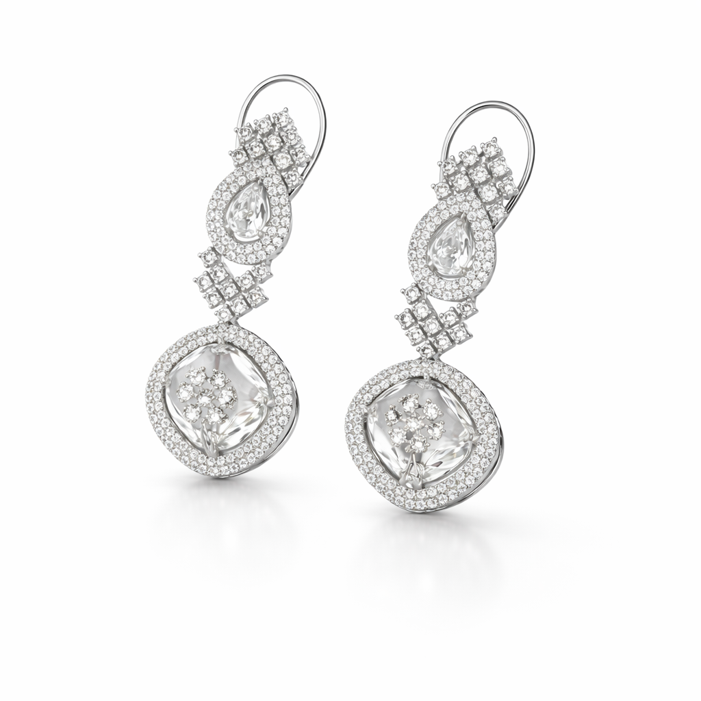 Crystal Mirage Silver AD Necklace Set