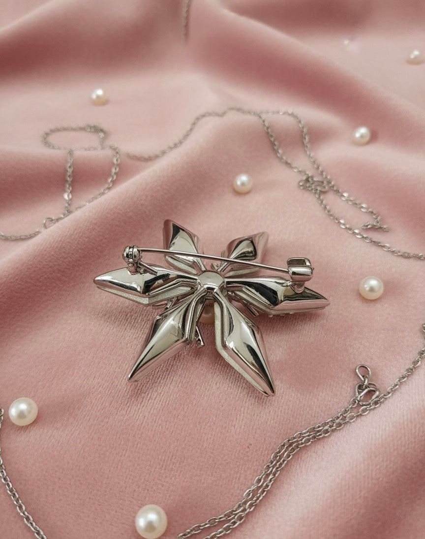 Pearl and Crystal Starburst Brooch