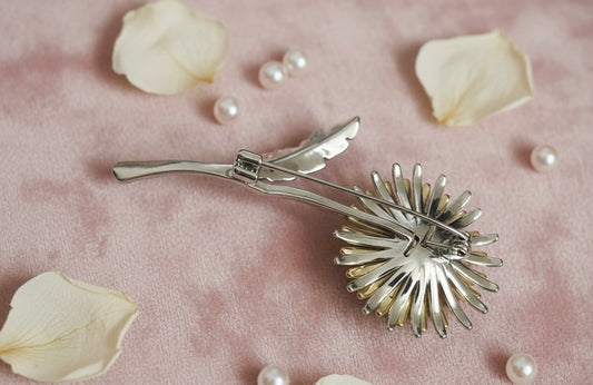 Two-Tone Sunflower Enamel Brooch