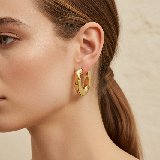 Chunky Gold Huggie Hoop Earrings