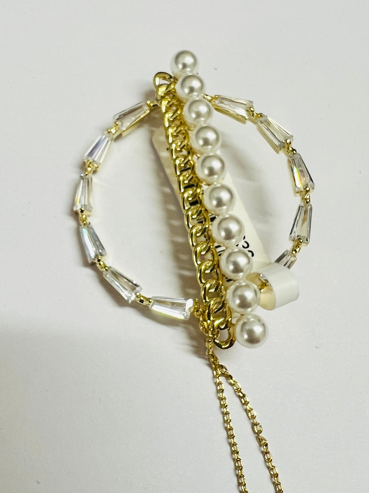 Pearl and Crystal Layered Dangle Bracelet