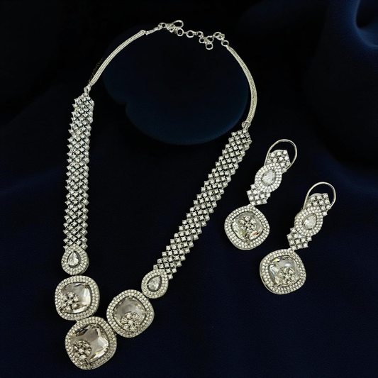 Crystal Mirage Silver AD Necklace Set