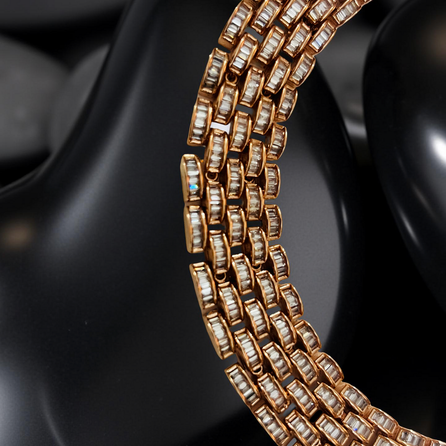 Rose Gold Radiant Baguette AD Necklace Set