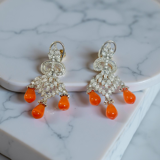 Silver Coral Cascade AD Necklace Set