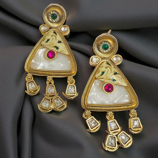 Golden Triad Pearl Kundan Necklace Set