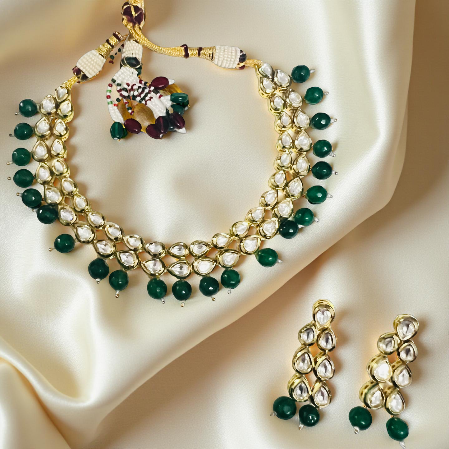 Emerald Grace Kundan Imitation Necklace Set