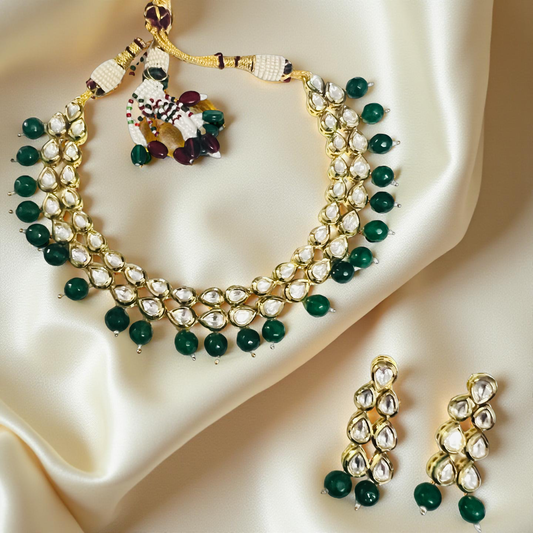 Emerald Grace Kundan Imitation Necklace Set