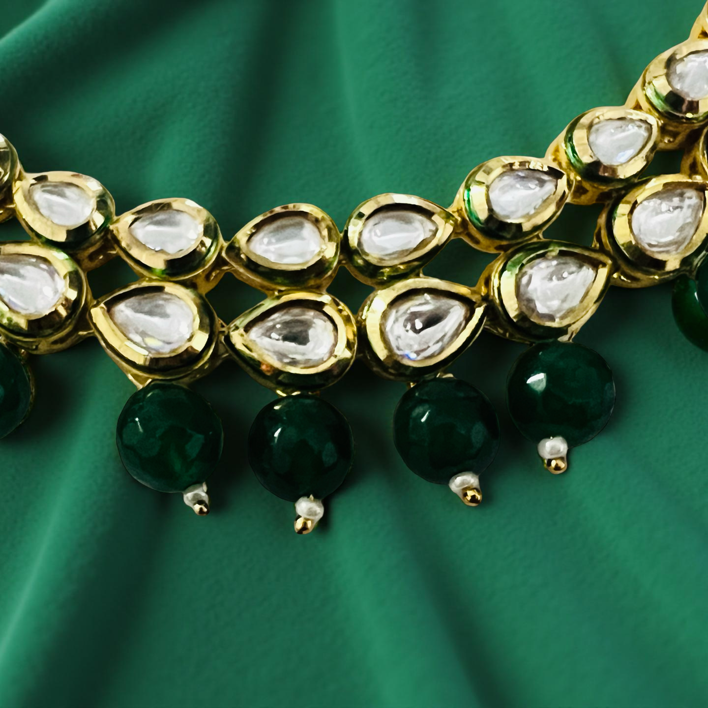 Emerald Grace Kundan Imitation Necklace Set