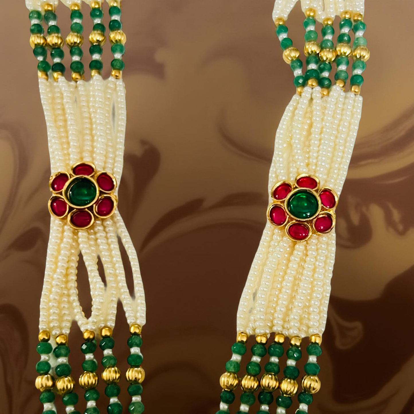 Meenakari Pearl Kundan Imitation Necklace Set