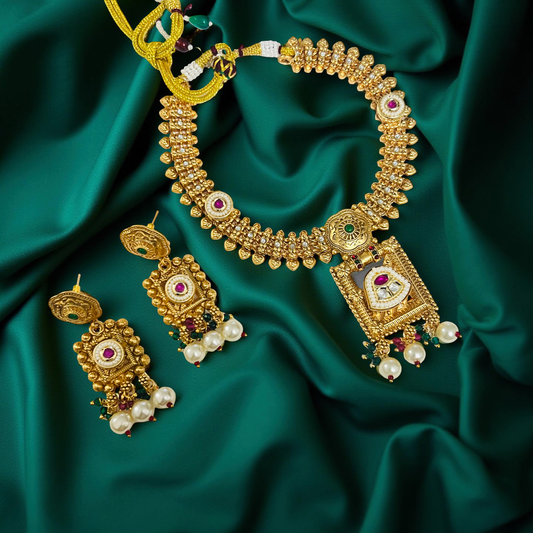 Temple Heritage Kundan Imitation Necklace Set