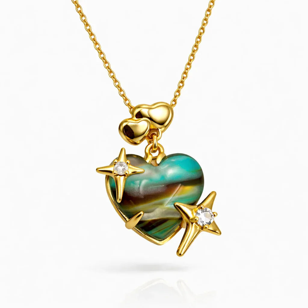 Ocean Wave Heart Star Chain Pendant