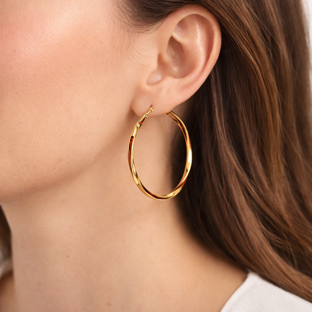 Twisted Gold Hoop Earrings