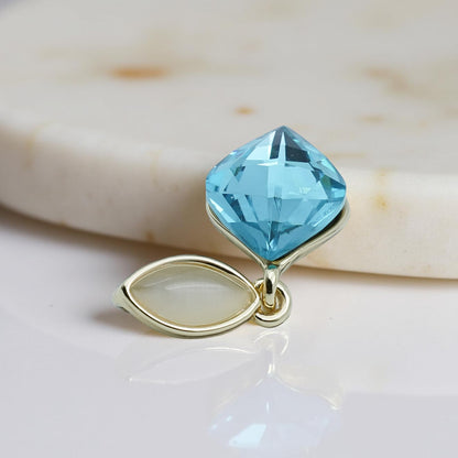 Aqua Blue Crystal Pendant & Earrings Set