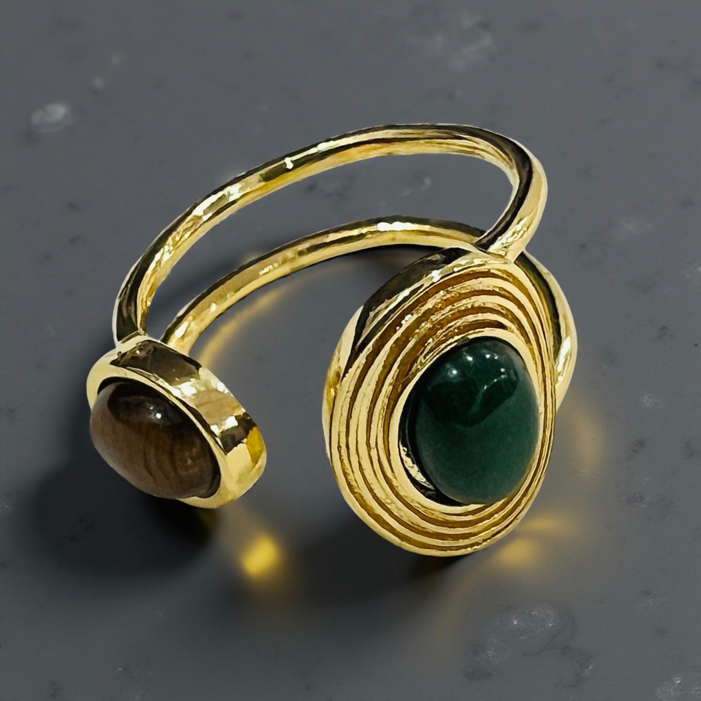 Dual Stone Open Adjustable Statement Ring