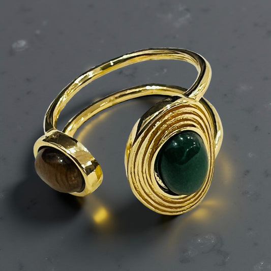 Dual Stone Open Adjustable Statement Ring