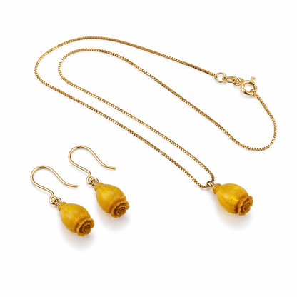 18K Gold Plated Copper Floral Necklace & Earrings Set | Jinam