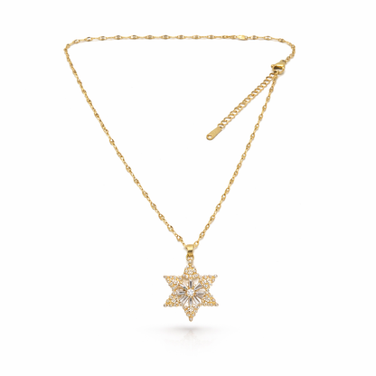 Star Pearl CZ Gold Pendant Chain