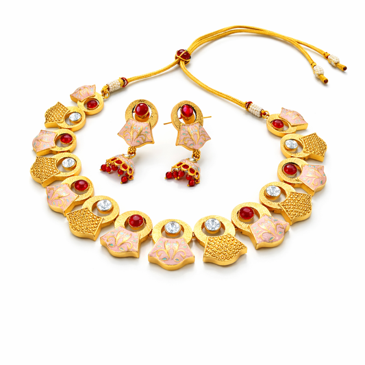 Blush Enamel Pearl Imitation Necklace Set