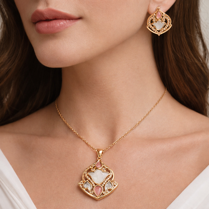Pink Teardrop Festive Jewellery Set