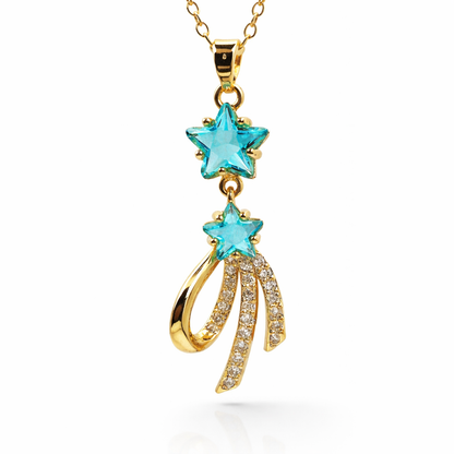 Twin Star Drop Crystal Chain Pendant