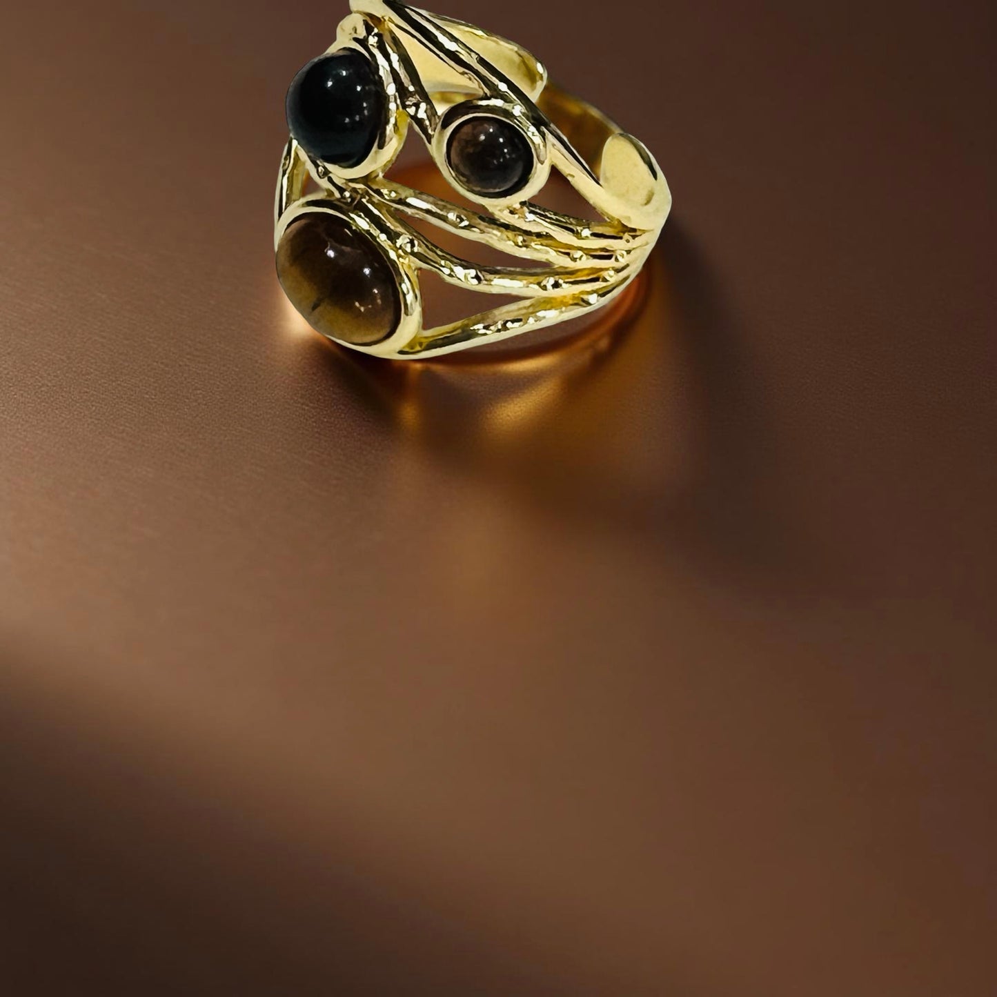 Golden Tiger Eye Multi-Stone Statement Ring