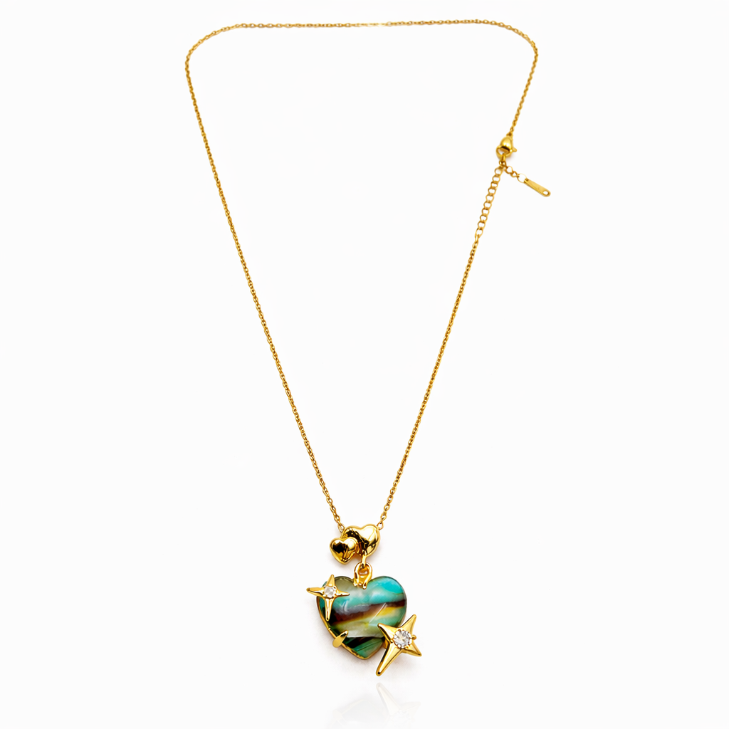Ocean Wave Heart Star Chain Pendant