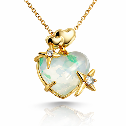 Celestial Heart Opal Star Chain Pendant