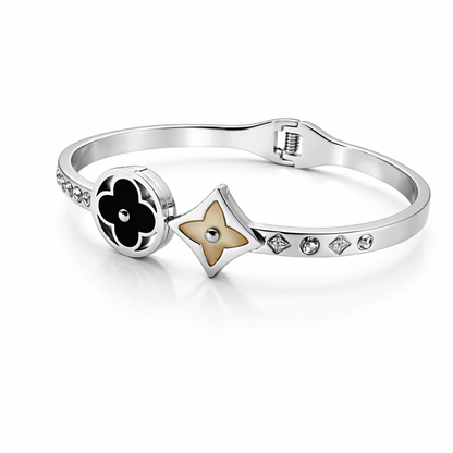 Luxury Clover & Star Silver Bracelet