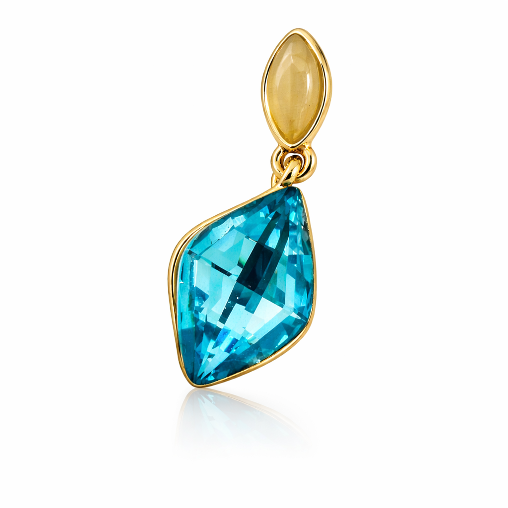 Aqua Blue Crystal Pendant & Earrings Set