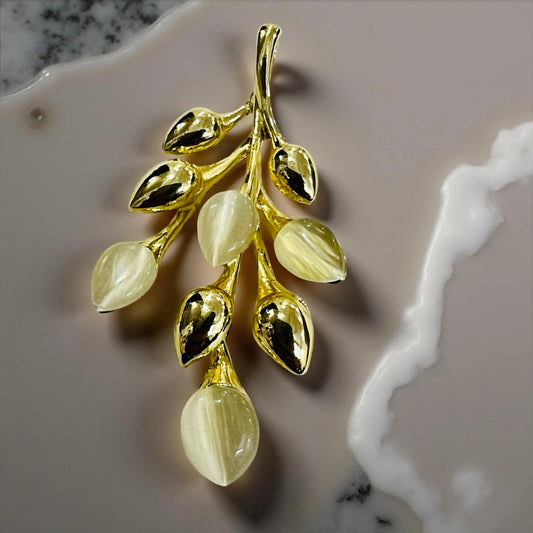Gold-Plated Leaf Cluster Pendant & Earrings Set